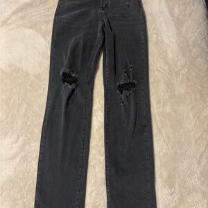 Fashion Nova Black High Rise Distressed Jeans